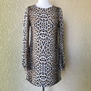 12th St. Cynthia Vincent  Leopard Print‎ Long Sleeve Mini Dress Size 4 EUC